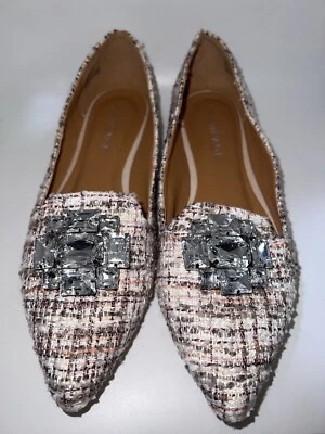 Mocasín Rampage Coolsie Marfil Tweed Punta Gema Embellecido Plano Talla 8 M Foto 1 de 4