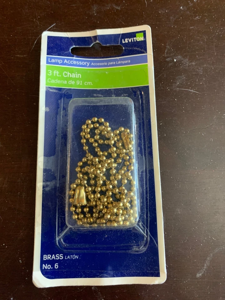 Leviton Brass Light Socket Pull Chain 3 FT Extension Replacement #6