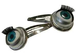 2er Set Auge Haarspange Miniblings Haarklammer Schlafaugen Halloween Puppenauge - Picture 1 of 5
