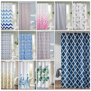 Shower Curtain Printed Polyester Fabric Curtains With 12 Hooks Bathroom Décor - Picture 1 of 200