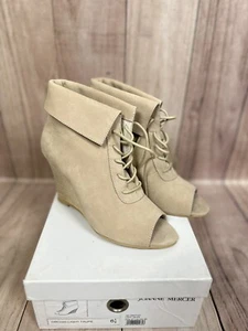 Joanne Mercer "Orchid" Open Toe Wedge Shoes - Size 6.5 - Light Taupe - EXC COND - Picture 1 of 14