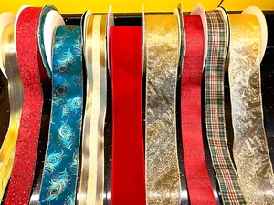 Christmas Luxury Ribbon -  63 or 38mm Festive Decoration, Gift Wrap, Wire-Edged - Picture 1 of 23