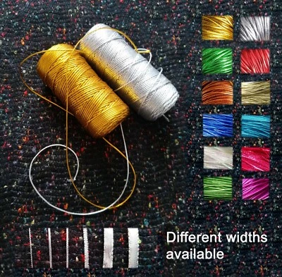 Metallic String Waterproof Ribbon -Pick Widths- Craft Cord/Christmas Bauble Tags - Image 1 of 4