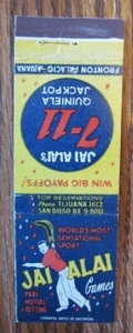 FUNDA JAI-ALAI MATCHBOOK: FRONTON PALACE TIJUANA, MÉXICO, SPORTS MATCHCOVER -D13 - Imagen 1 de 3