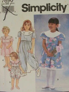 Sweet OOP SIMPLICITY 7696 Girls Jumpsuit in 2 lengths & Dress PATTERN 5-6-6X UC - Picture 1 of 3