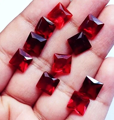 Brazilian Red Topaz Loose Gemstone 18.70Ct/10 Pcs. Lot Square Cut With Free Gift - Image 1 of 4