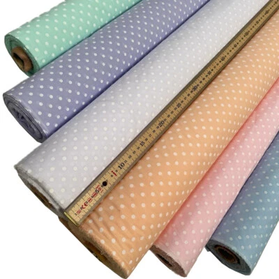 Polka Dot Pastel Polycotton Fabric Material Sold by the Metre 114cm Wide 5mmdot - Image 1 of 3
