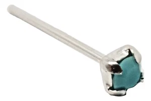 Borchia naso turchese argento 925 piccolo 2 mm quadrato zirconi 22 g (0,6 mm)... - Foto 1 di 12