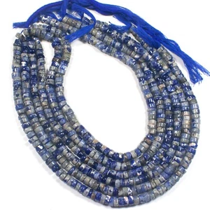 India Mined Sodalite Smooth Heishi Wheel Shape Gemstone Jewelry Making Beads 13" - Picture 1 of 10