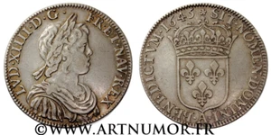 LOUIS XIV - DEMI ÉCU À LA MÈCHE COURTE, 1645 A PARIS - Picture 1 of 1