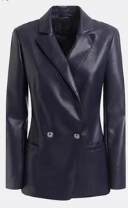 Guess Kunstleder Blazer Navy Neu mit Etikett Größe M - Bild 1 von 14