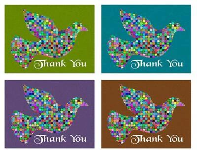 Mosaic Dove Thank You Cards and Envelopes-Blank Inside-5.5"x4.25"-12 or 24 Packs - Imagem 1 de 4