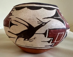 Reyes K Pino (1908-1991) DE COLECCIÓN ZIA PUEBLO TARRO DE CERÁMICA POLICROMADO 6,5" X 5" - Imagen 1 de 8