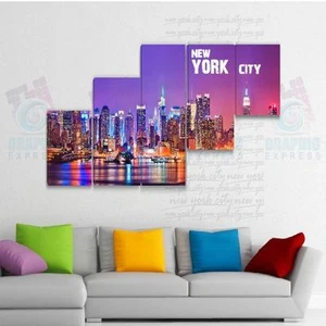 90x60cm- Kit 5 Pinturas Estampado Cuadro Tela Decoración - New YORK-NY-02 - Bild 1 von 16