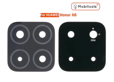 MOBITOOLS-UK For HONOR X6 Replacement Rear Camera Lens Glass + Adhesive (Black) - UK