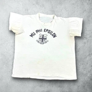 Vintage 60s Mu Phi Epsilon College Frat Music T-Shirt White Size Medium USA - Picture 1 of 9