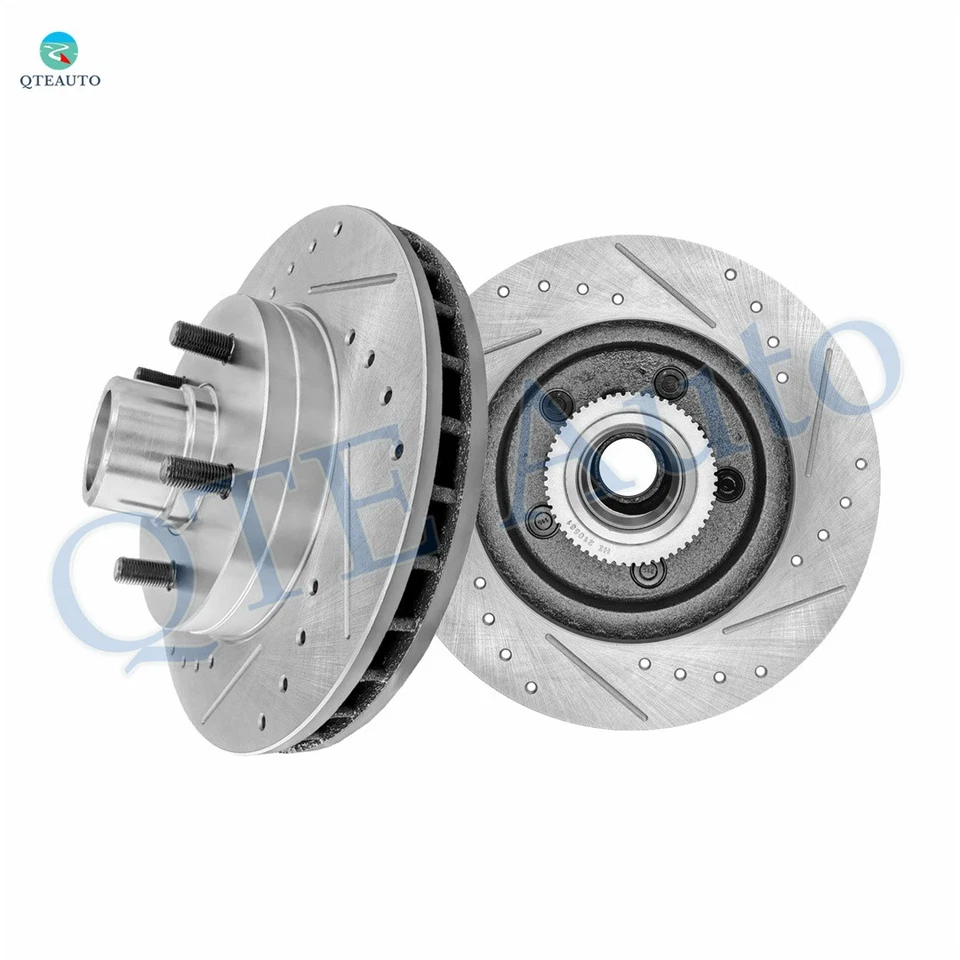 Rotores de disco de freno delanteros ranurados perforados de 295 mm y buje para GMC C1500 1995-1999 Foto 1 de 4