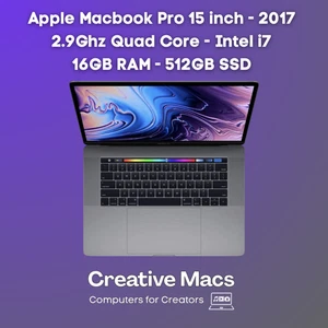 Apple MacBook Pro 15" 2017- 16GB - 512GB - 2.9Ghz i7 - AMD Radeon Pro Logic Pro - Picture 1 of 8