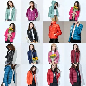 Giubbotto donna slim fit corto imbottito stile coreano leggero cappotto invernale con cappuccio - Foto 1 di 48