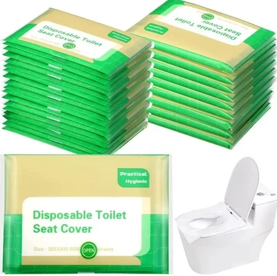 Alfombrillas de baño de viaje portátiles impermeables para asientos de inodoro desechables 50 un. Foto 1 de 4