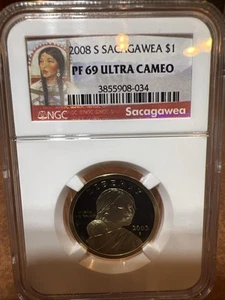 2008 S Sacagawea Dollar $1 NGC PF69 Ultra Cameo Portrait Label - Picture 1 of 2