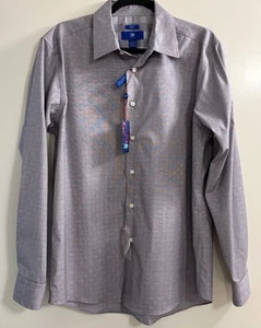 NEW Egara Men’s Long Sleeve Button Up Indigo Check Non-Iron Dress Shirt Sz. L - Picture 1 of 6