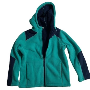 NWOT Lands End Teal/Navy Warm Bonded Fleece Jacket - Size 7 - Picture 1 of 3