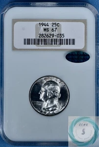 1944 Washington Quarter NGC MS 67 - Frosty Brilliant Glow!!! - Picture 1 of 12