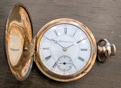 Antique 1907 Hampden 6s 11j Hunting Lever Set Gold Filled Pocket Watch Runs - Image 1 of 4