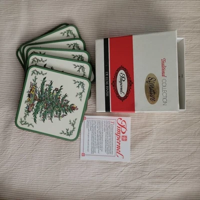 Spode "Christmas Tree" Set of 6 Coasters Made in England in Box - Image 1 of 4