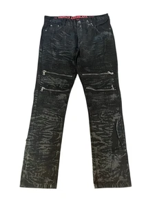 Black Denim Outpost Vintage Americana Jeans Mens 36x33 Black Denim Distressed - Picture 1 of 2