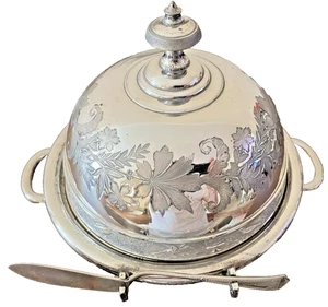 Antique USA Meriden B Silver Plated Lidded Dome Topped Butter or Caviar Dish - Picture 1 of 9