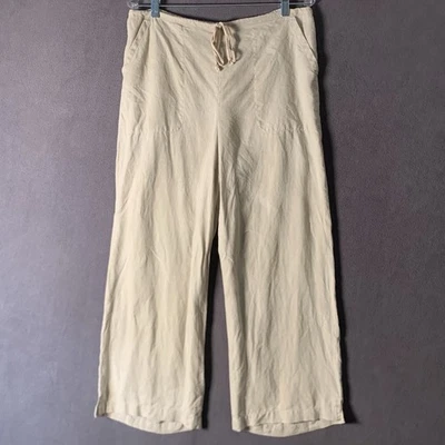 Pantalones Studio M M 100 % lino pierna ancha bohochic Eco Vacay Coastal Resort Grannycor Foto 1 de 4