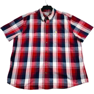 Carhartt Relaxed Fit Hemd Button-Down rot kariert Herren Gr. 3XL Kurzarm Tasche - Bild 1 von 9