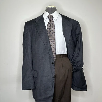 Y2K H Freeman & Son Mens 46L 50" Blazer Sport Coat Suit Jacket Gray 2 Button USA - Image 1 of 4