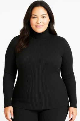 NWT $99 1X Plus Athleta Black Flurry Blizzard Rib Turtleneck Shirt Top #631818 - Image 1 of 4