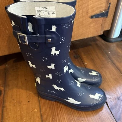 Mujer Western Chief Bota de Lluvia Talla 6 Azul Marino Estampado Llama Foto 1 de 4