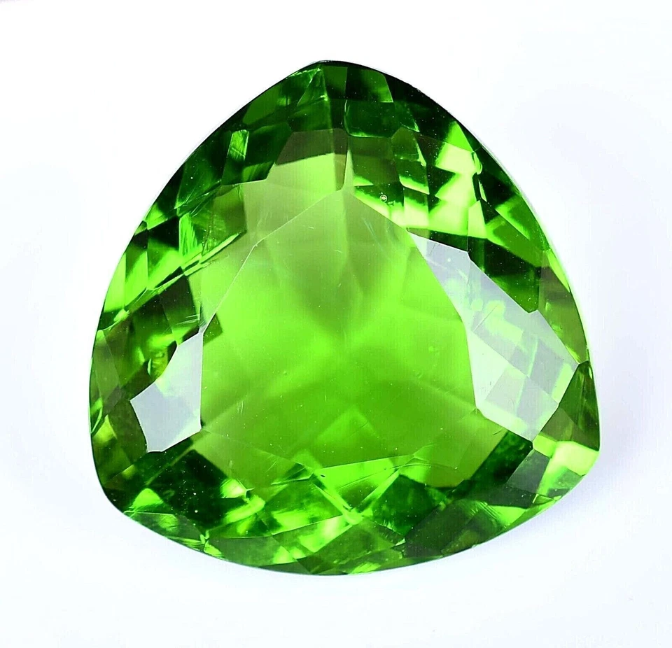 AAA+ 57.35 Ct. Large Green Peridot Trillion Cut Loose Gemstone Gift for Birthday - Image 1 of 4