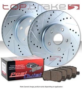 REAR TOPBRAKES Drill Slot Brake Rotors + Ceramic Pads TBP16768 - Picture 1 of 1