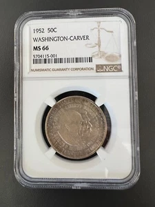 1952 MS66 Washington Carver Silver Commemorative Half Dollar NGC 50c - Picture 1 of 3