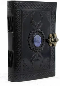 Handmade 3 Moon Black Lapiz Leather Journal 7 X 5 Notebook Writing Diary Unlined - Picture 1 of 6