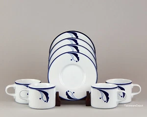 Dansk BAYBERRY BLUE: Set of 4 Cups & Saucers, SUPERB! Portugal, Flora - Picture 1 of 4