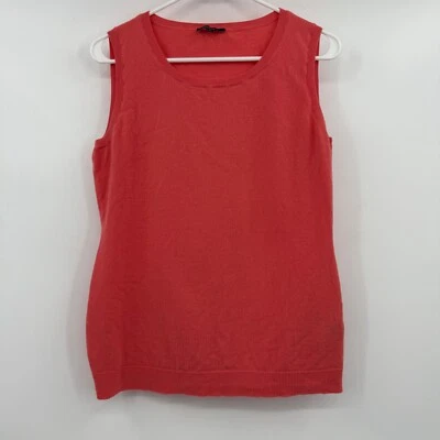 Suéter Lafayette 148 Top Mujer Grande Rosa Coral Lana Sin Mangas Tejido Cuello Redondo Foto 1 de 4