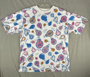 Raw Blue Shirt Light Bulb Pattern Vintage Mens Size Large White Light Blue - Picture 1 of 5