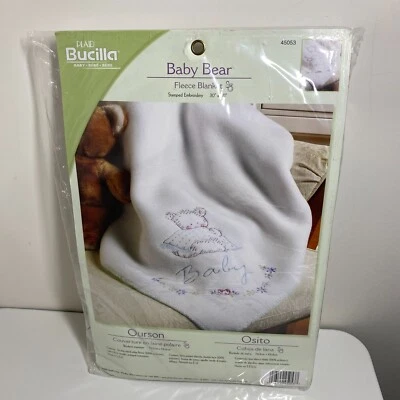 Bucilla 婴儿熊抓绒毯加压刺绣套件 30 英寸 x 40 英寸 #45053 密封 — 第 1/4 张图片