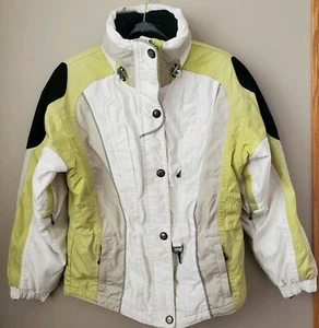 Couloir Womens Ski Coat Jacket Insulated Hidden Hood Green/White Size 10 - Picture 1 of 10