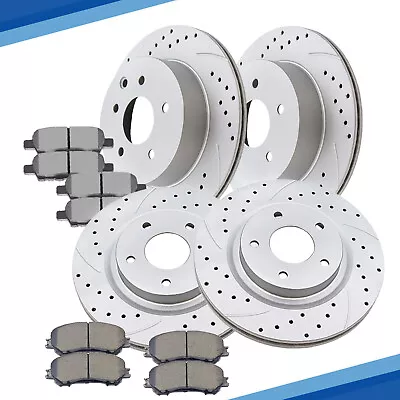 Front Rear Drilled Rotors Discs Brake Ceramic Pads for 2014 - 2017 Nissan Rogue - Image 1 of 4