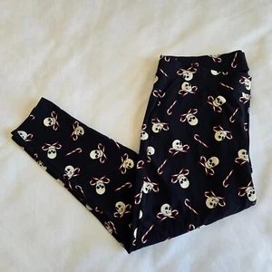 Torrid Größe 3 schwarz weiß Leggings Totenkopf gekreuzt Zuckerstange Weihnachten Tasche Neu mit Etikett - Bild 1 von 13
