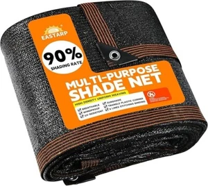 Shading Rate Black Shade Cloth,UV Resistant Durable Mesh Tarp with 90% 6'x8' - Picture 1 of 6