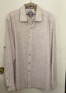 Robert Graham size 2XL lavender fliral stripe long slv button down shirt